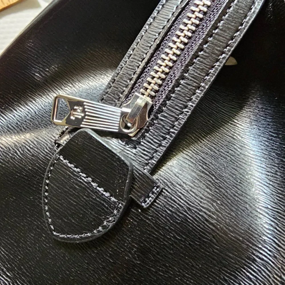 LIKE NEW LAUREN RALPH LAUREN BLACK LEATHER SATCHEL / SHOULDER BAG MEDIUM